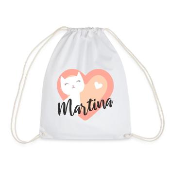 Martina Surname First Name Kitten - Drawstring Bag - white - Front