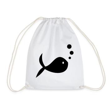 SURFING. FISH. BEACH. SEA. OCEAN. HUMOR. HOLIDAY - Drawstring Bag - white - Front