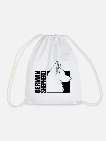 German Shepherd Dog Profile Dogs Dog Wilsigns - Drawstring Bag - white