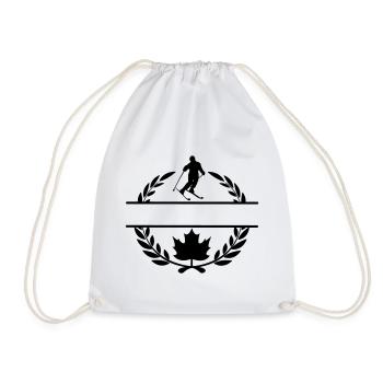Feuille d’érable du Canada avec skieur, couronne de laurier de ski - Sac de sport léger - blanc - Devant