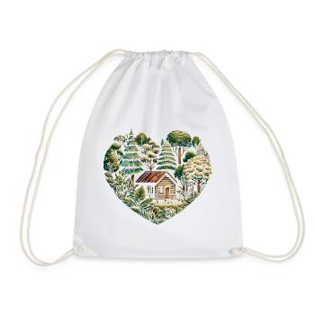 living close to nature with a tiny house in the forest - Drawstring Bag - white - Front