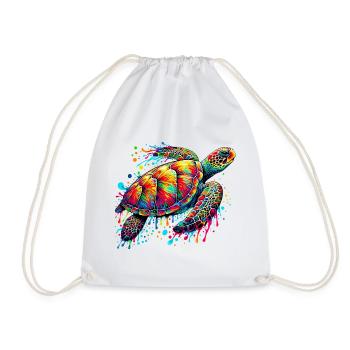 Turtle - Drawstring Bag - white - Front