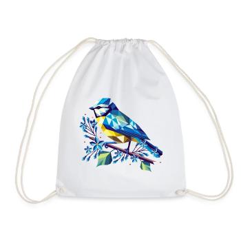 Charming blue on a lilac branch - Drawstring Bag - white - Front