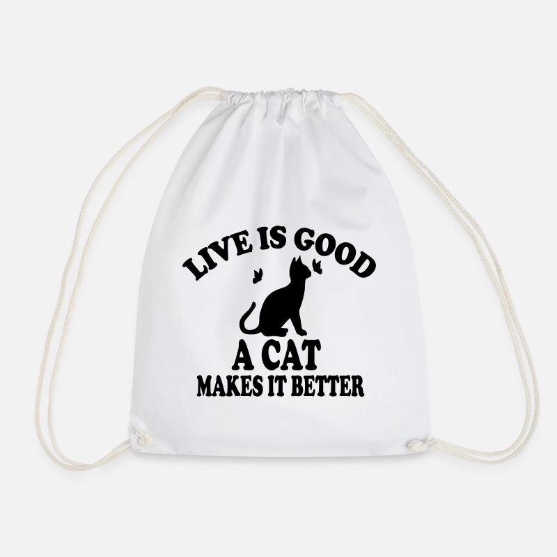 Cat Life is beautiful - Drawstring Bag - white