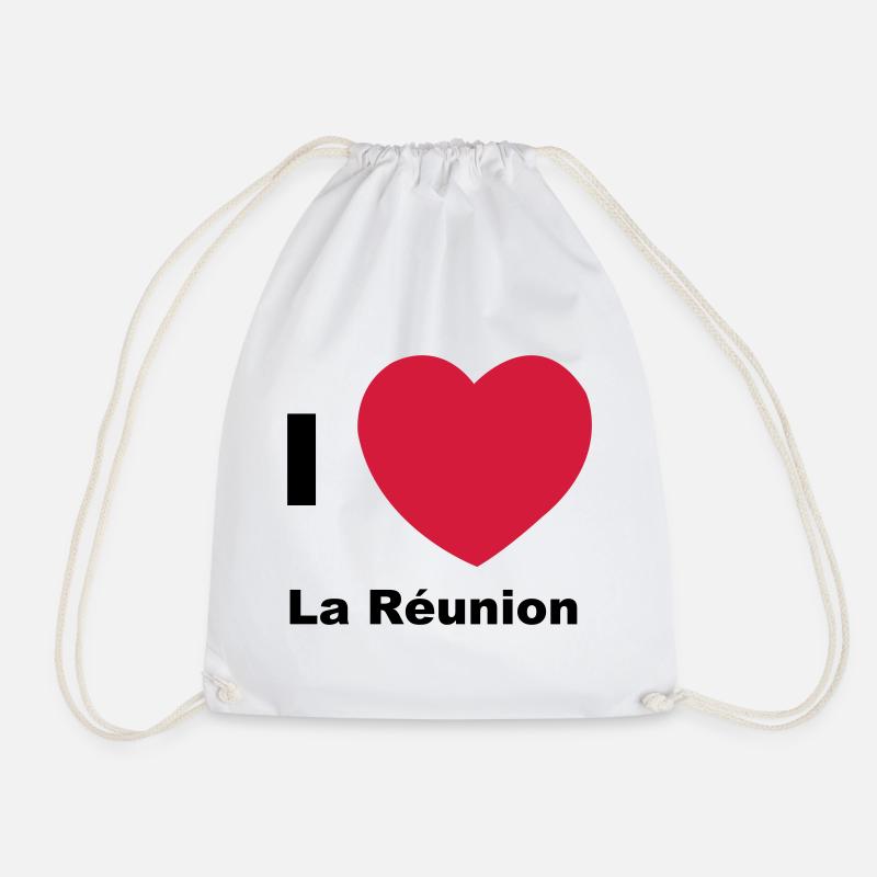 I love Reunion Island - Drawstring Bag - white