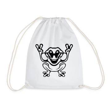 Grenouille Crapaud Cool Lunettes de soleil Victoire Paix Mains - Sac de sport léger - blanc - Devant