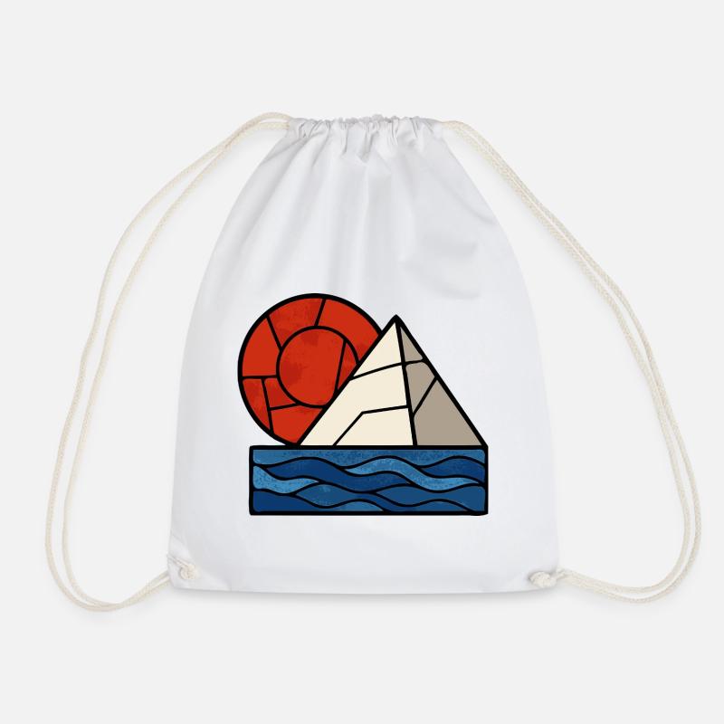Red White Blue Abstract - Drawstring Bag - white