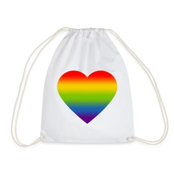 Rainbow_heart - Drawstring Bag - white - Front