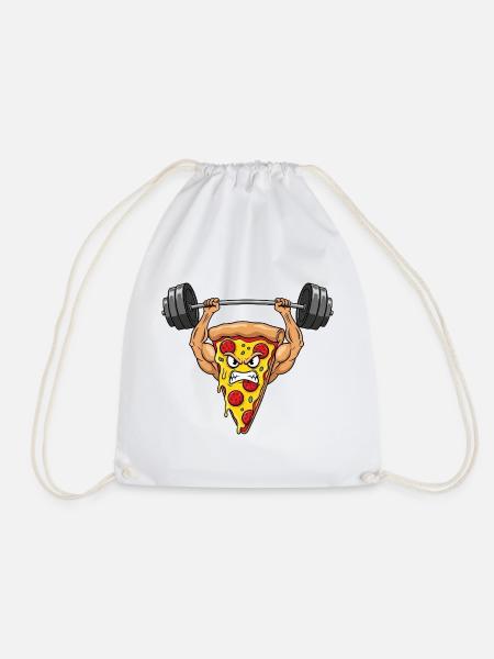 Pizza Salami Fitness Hantel Gewichte Training Stär - Turnbeutel - Weiß