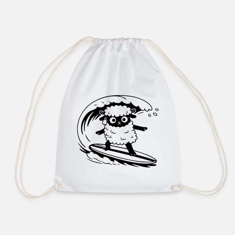 Surf sheep - Drawstring Bag - white