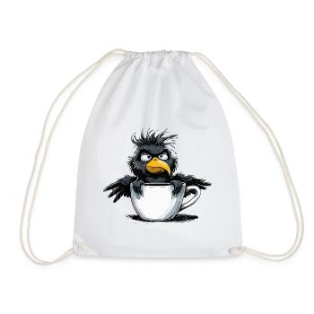 Matin, grognon, café, pas de désir, corbeau, mauvaise humeur, mauvaise humeur - Sac de sport léger - blanc - Devant