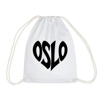Oslo - Norwegen Schriftzug  - Turnbeutel - Weiß - Vorne