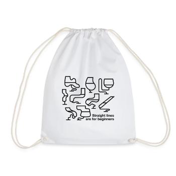 Straight lines are for beginners - Drawstring Bag - white - Front