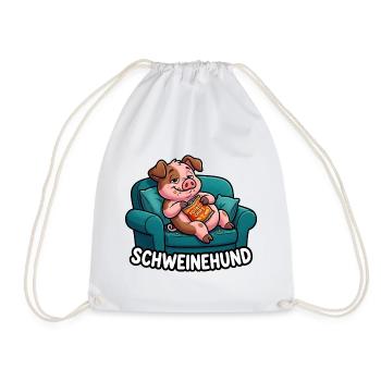 Schweinehund Faules Schwein Auf Der Couch - Turnbeutel - Weiß - Vorne