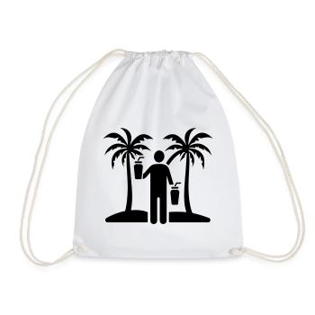 Urlaub Symbol Strand Icon Saufen - Turnbeutel - Weiß - Vorne