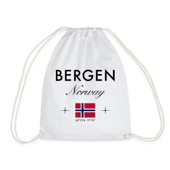 Bergen Norvège Coordonnées Souvenir de voyage - Sac de sport léger - blanc - Devant