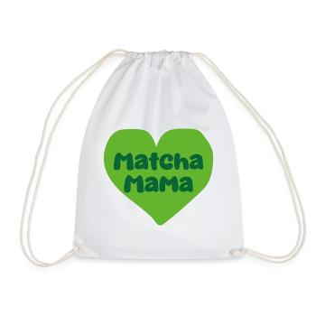 Matcha Mom Heart Design - Drawstring Bag - white - Front