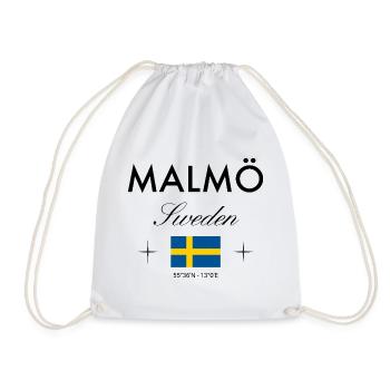 Malmö Sweden Coordinates Travel Souvenir - Drawstring Bag - white - Front
