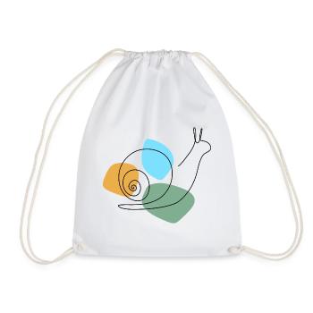 Lineart Snail with Pastel Shapes - Drawstring Bag - white - Front