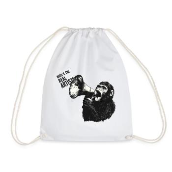 WHO’S THE REAL ARTIST? – Gorilla Megaphone - Turnbeutel - Weiß - Vorne