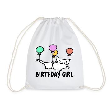 Katze mit Ballons Birthday Girl Geschenk - Turnbeutel - Weiß - Vorne