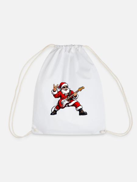 Rockender Santa mit Gitarre - Turnbeutel - Weiß