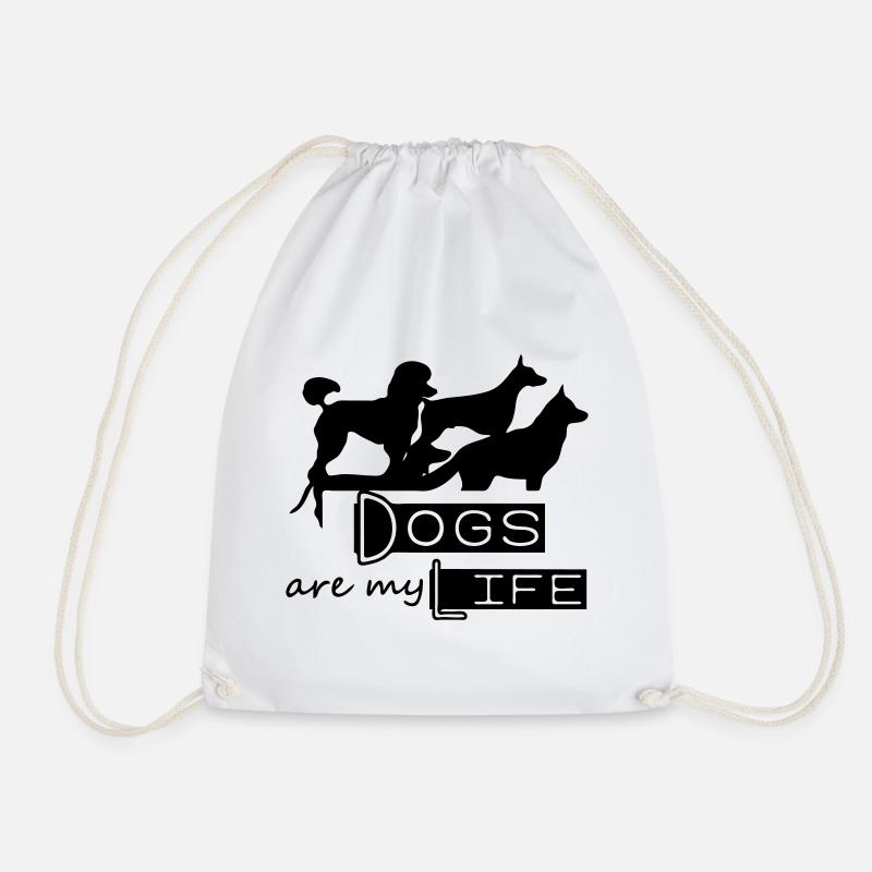 Dogs are my Life - Drawstring Bag - white