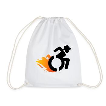 Utilisateur d’un fauteuil roulant avec chapeau et flammes # - Sac de sport léger - blanc - Devant