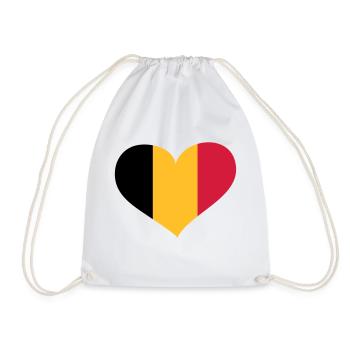 Belgien Herz; Heart Belgium - Drawstring Bag - white - Front