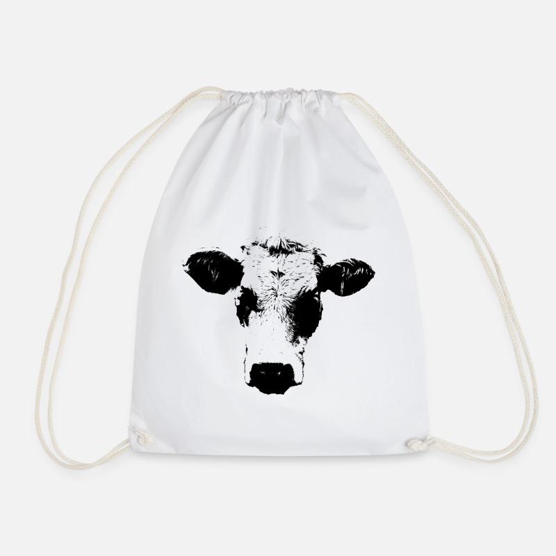 Cow black and white comic - Drawstring Bag - white