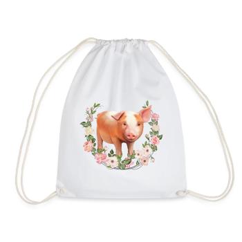 Pigs Drawing Piglet Farm - Drawstring Bag - white - Front