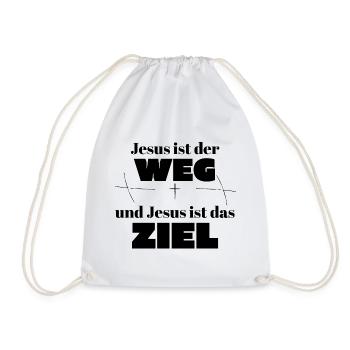 Jesus ist der Weg und Jesus ist das Ziel - Turnbeutel - Weiß - Vorne