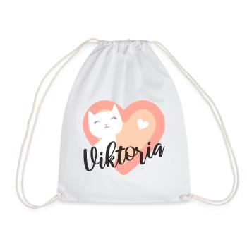 Viktoria Name Vorname Kätzchen - Turnbeutel - Weiß - Vorne
