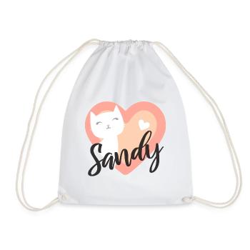 Sandy Surname First Name Kitten - Drawstring Bag - white - Front