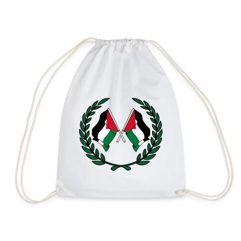 Palestinian flags in laurel wreath - Drawstring Bag - white - Front