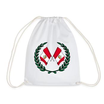 Flags Peru in laurel wreath - Drawstring Bag - white - Front