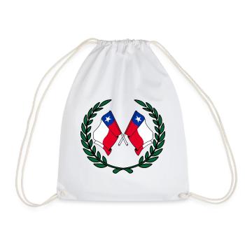 Flags Chile in laurel wreath - Drawstring Bag - white - Front