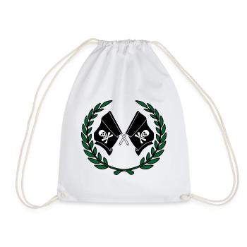 Drapeaux de pirates en couronne de laurier - Sac de sport léger - blanc - Devant