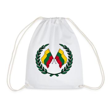 Flags Lithuania in laurel wreath - Drawstring Bag - white - Front