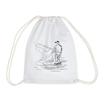 Fishing Drawing - Drawstring Bag - white - Front