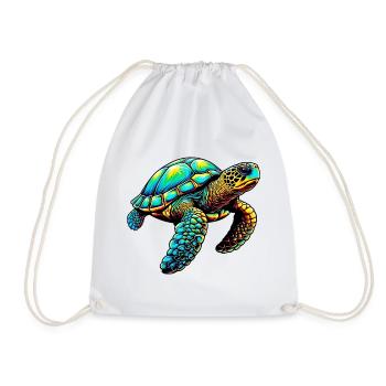 Turtle - Drawstring Bag - white - Front