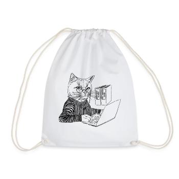 OFFICE KITTY - Drawstring Bag - white - Front