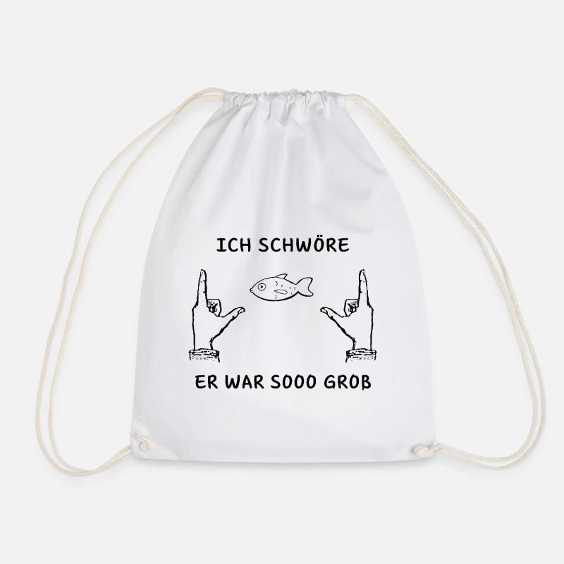 Fishing - I Swear He Was So Big - Drawstring Bag - white