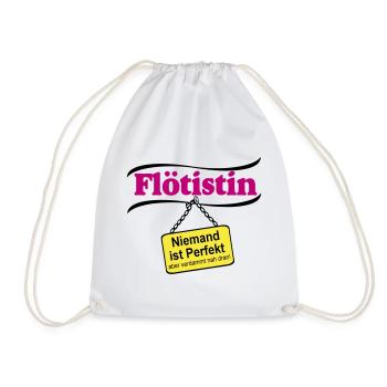 Flötistin Pink – Niemand ist Perfekt - Turnbeutel - Weiß - Vorne