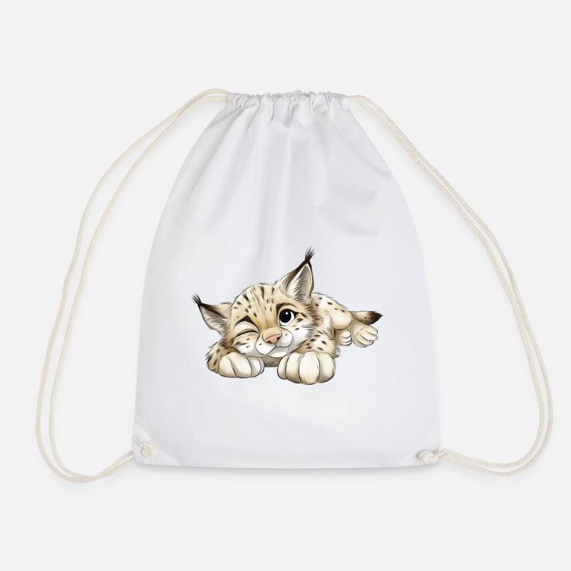 Cute lynx - Drawstring Bag - white