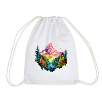 Nature Colorful Mountains Mountaineering Hiking Climbing - Drawstring Bag - white - Front