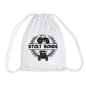 Tractor design – Solidifies bonde in grain wreath - Drawstring Bag - white - Front