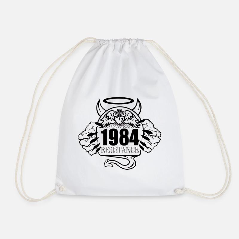 1984 Resistance – Rebel Against Control Design - Drawstring Bag - white