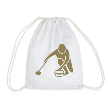 Minimalistisches Curling Silhouette Sport - Turnbeutel - Weiß - Vorne