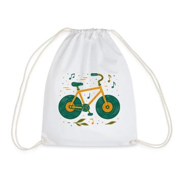 Melodisches Vintage-Fahrrad-Gekritzel - Turnbeutel - Weiß - Vorne